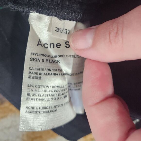 Acne Studio Skin 5 Jet Black Skinny Jeans Size 26 - Picture 5 of 6